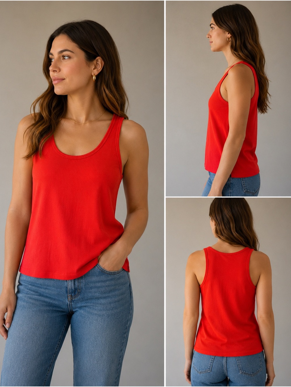 Gilly Hicks Ribbed Red Tank Top Size Large